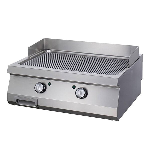 Heavy Duty Grillplaat | 50–300°C | RVS | Dubbele gegroefde bakplaat | 9kW (400V) | 800x700x280(h)mm
