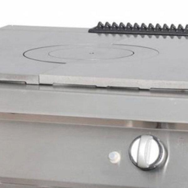 Heavy Duty Doorkookplaat | RVS behuizing | Gietijzeren kookoppervlak | Thermische zones | 800x700x280(h)mm