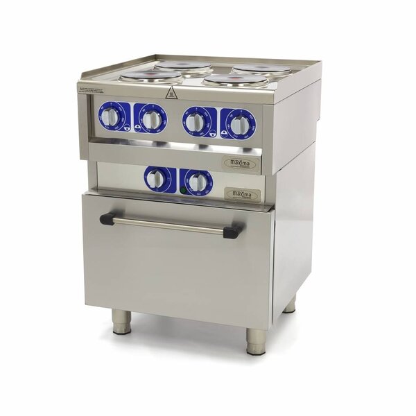 Professioneel Horeca Fornuis | 90–450°C | RVS/Gietijzer | Vier pitten | 10kW (400V) | 600x600x870(h)mm