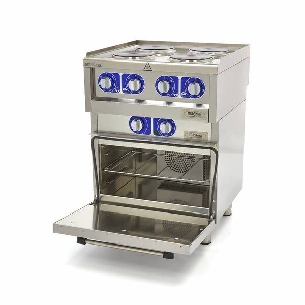 Professioneel Horeca Fornuis | 90–450°C | RVS/Gietijzer | Vier pitten | 10kW (400V) | 600x600x870(h)mm