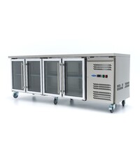 Maxima Koelwerkbank | 4 Draaideuren | 1/1 GN | 4 Roosters | 0.35kW (230V) | 2230x700x860(h)mm 