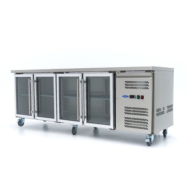 Koelwerkbank | 4 Draaideuren | 1/1 GN | 4 Roosters | 0.35kW (230V) | 2230x700x860(h)mm