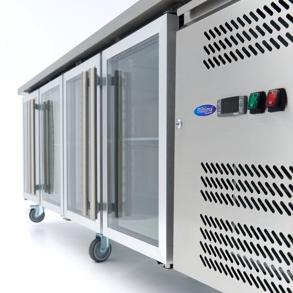 Koelwerkbank | 4 Draaideuren | 1/1 GN | 4 Roosters | 0.35kW (230V) | 2230x700x860(h)mm