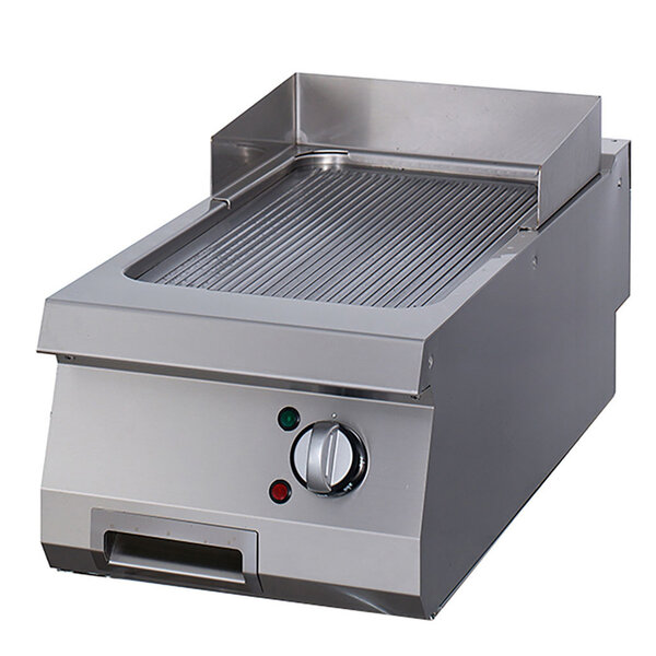 Premium Grillplaat | 50–300°C | RVS | Gegroefd chroom | 6kW (400V) | 400x900x280(h)mm