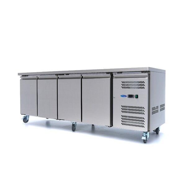 Koelwerkbank | 4 Draaideuren | 1/1 GN | 4 Roosters | 0.31kW (230V) | 2230x700x860(h)mm