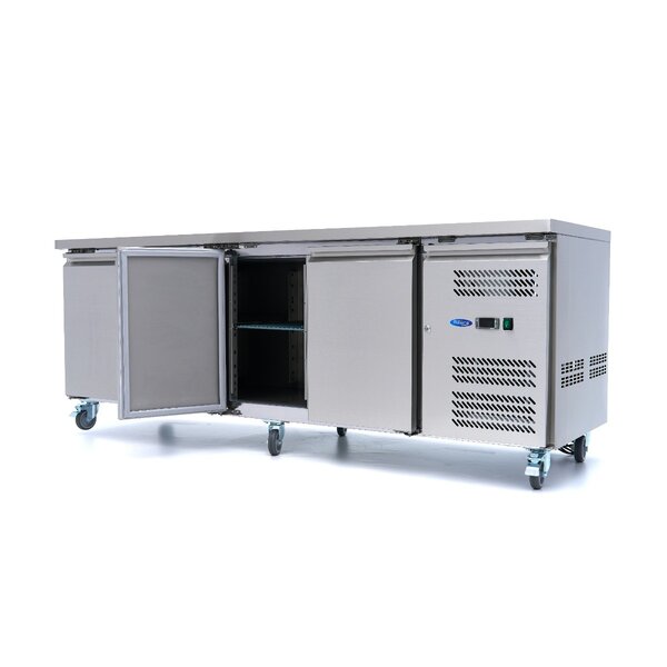 Koelwerkbank | 4 Draaideuren | 1/1 GN | 4 Roosters | 0.31kW (230V) | 2230x700x860(h)mm