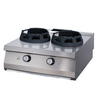 Maxima Premium Wok Brander | RVS | Dubbele branders | RVS bovenzijde | 800x900x380(h)mm