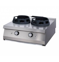 Maxima Heavy Duty Wok Brander | RVS | Dubbele brander | RVS behuizing | 800x700x380(h)mm