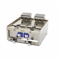 Maxima Elektrische frituurpan | RVS | Dubbele pan | Tapkraan | 12kW (400V) | 605x670x380(h)mm