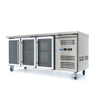 Maxima Koelwerkbank | 3 Draaideuren | 396 Liter Capaciteit | 1/1 GN | 0.28kW (230V) | 1800x700x860(h)mm 