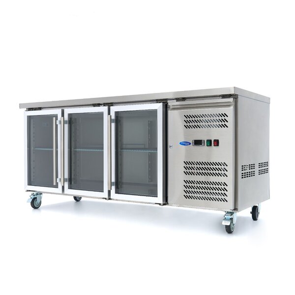 Koelwerkbank | 3 Draaideuren | 396 Liter Capaciteit | 1/1 GN | 0.28kW (230V) | 1800x700x860(h)mm