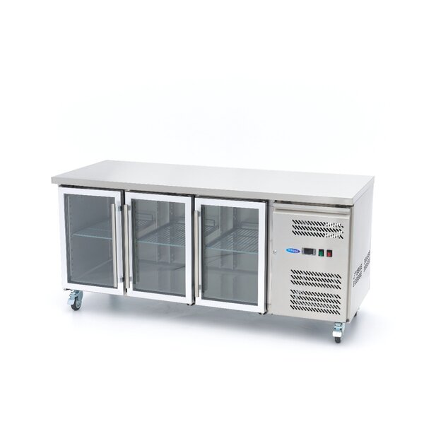 Koelwerkbank | 3 Draaideuren | 396 Liter Capaciteit | 1/1 GN | 0.28kW (230V) | 1800x700x860(h)mm