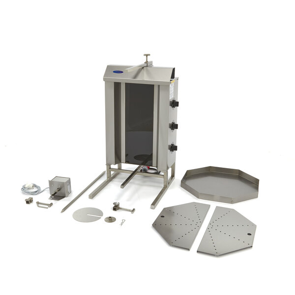 Shoarma Grill | Drie elektrische branders | Motor bovenkant | RVS uitlekbak | 4.5kW (400V) | 545x640x980(h)mm