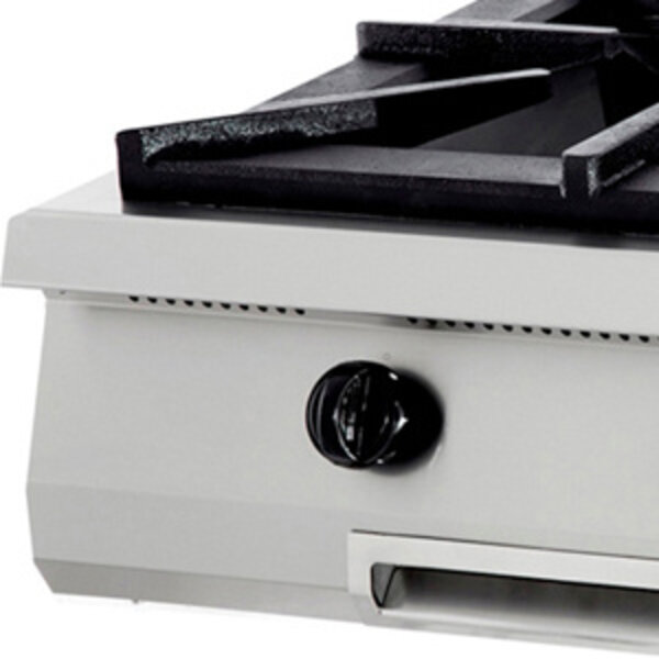 Premium Kookplaat Gas | RVS/Gietijzer/Verc | RVS behuizing | Gietijzeren pannendrager | 800x900x280(h)mm