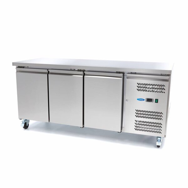 Koelwerkbank | 3 Draaideuren | 396 Liter Capaciteit | 3 Roosters | 0.35kW (230V) | 1795x700x860(h)mm