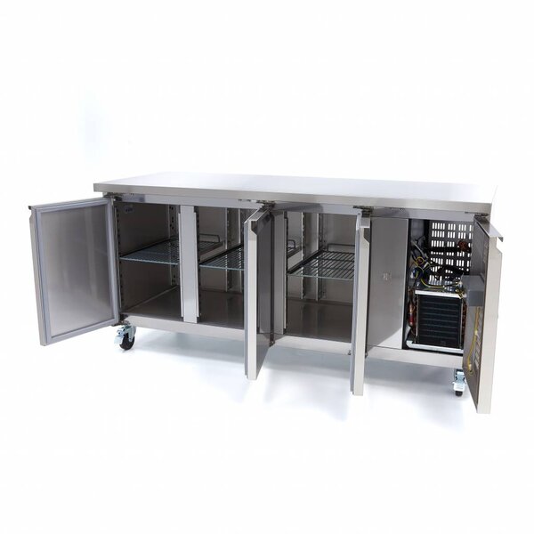 Koelwerkbank | 3 Draaideuren | 396 Liter Capaciteit | 3 Roosters | 0.35kW (230V) | 1795x700x860(h)mm