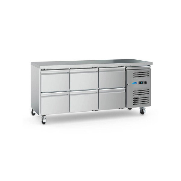 Koelwerkbank | 3 Draaideuren | 396 Liter Capaciteit | 3 Roosters | 0.35kW (230V) | 1795x700x860(h)mm