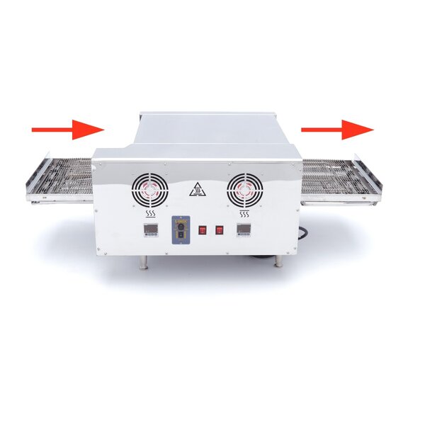 Pizza Oven met Transportband | RVS uitvoering | Dubbele verhitting | Instelbare thermostaten | 3.4kW (230V) | 1240x680x440(h)mm