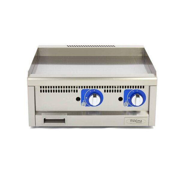 Horeca Grillplaat Glad Dubbel Gas | RVS | RVS spatschermen | Onafhankelijke braadzones | 600x600x240(h)mm