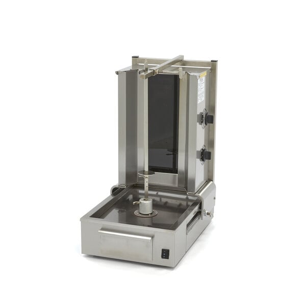 Shoarma Grill | Twee elektrische branders | RVS uitlekbak | Verstelbare spies | 3kW (230V) | 406x580x803(h)mm