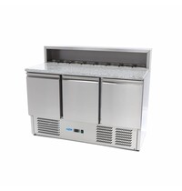 Maxima Pizzawerkbank | 3 Draaideuren | 385 Liter Capaciteit | 1/6 GN | 0.23kW (230V) | 1365x700x1100(h)mm 