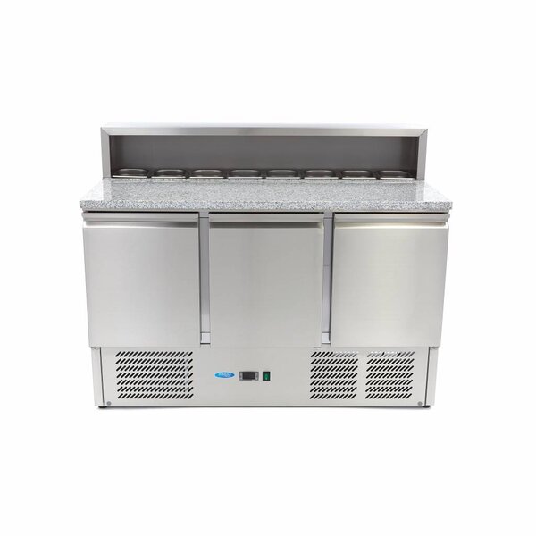 Pizzawerkbank | 3 Draaideuren | 385 Liter Capaciteit | 1/6 GN | 0.23kW (230V) | 1365x700x1100(h)mm