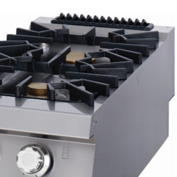 Premium Kookplaat | Verchroomd | Twee pitten | Gietijzeren pannendragers | 400x900x280(h)mm