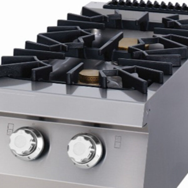 Premium Kookplaat | Verchroomd | Twee pitten | Gietijzeren pannendragers | 400x900x280(h)mm