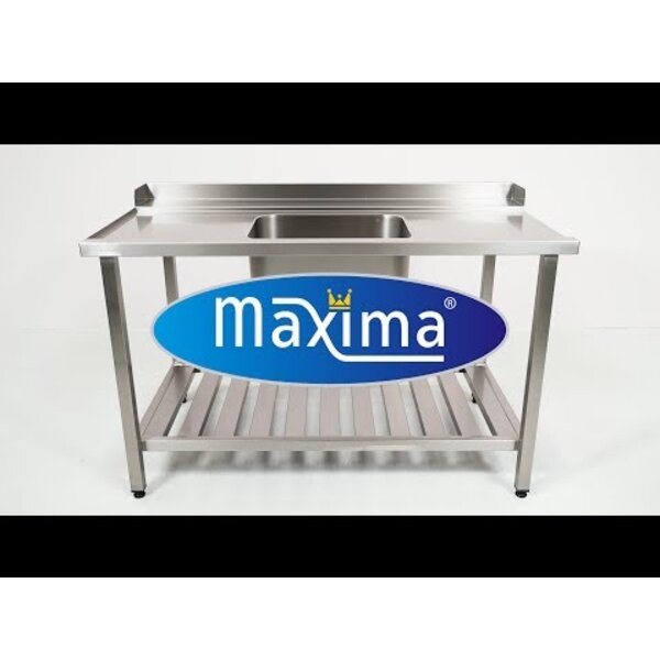 Aanvoertafel | Aanvoer links | Spoelbak in midden | RVS onderschap | 1200x750x900(h)mm