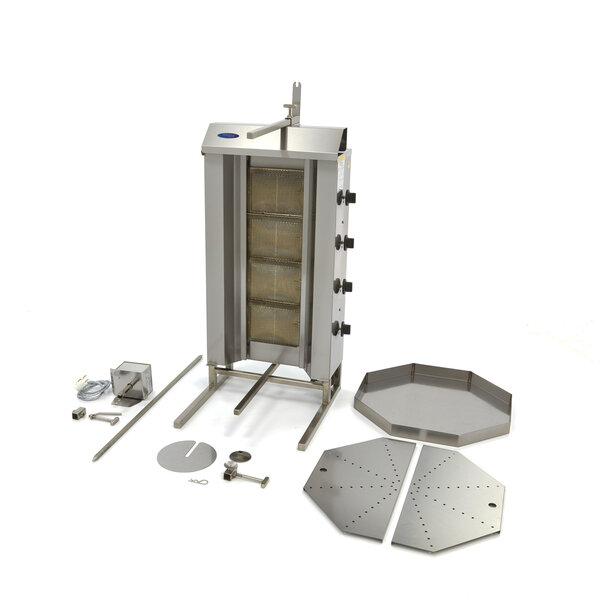 Shoarma Grill | Vier gasbranders | Verstelbare spies | 545x640x1140(h)mm