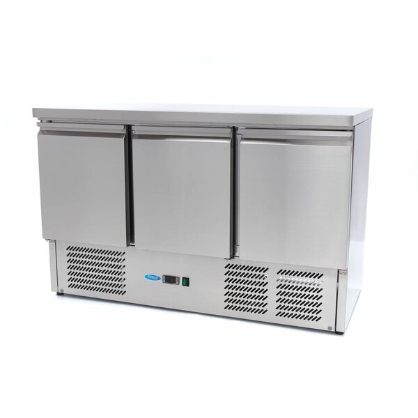 Koelwerkbank | 3 Draaideuren | 385 Liter Capaciteit | 3 Roosters | 0.23kW (230V) | 1365x700x880(h)mm