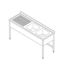 Maxima Spoeltafel | 2 wasbakken | Spatrand | Waterkering | 1500x700x850(h)mm