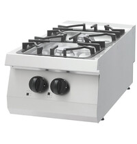 Maxima Heavy Duty Kookplaat | RVS/Gietijzer/Verc | Twee krachtige branders | Naadloos RVS | 400x700x280(h)mm