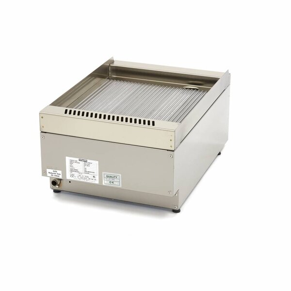 Horeca Grillplaat Gegroefd Gas | RVS | RVS spatschermen | Temperatuurregelaar | 400x600x240(h)mm