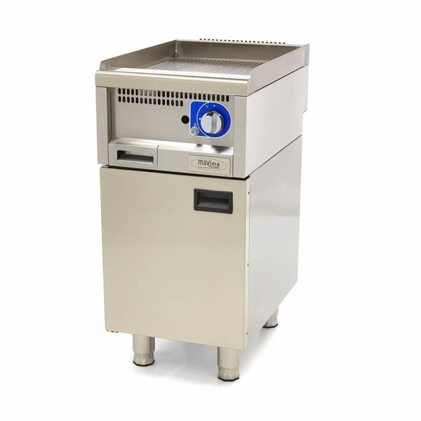 Horeca Grillplaat Gegroefd Gas | RVS | RVS spatschermen | Temperatuurregelaar | 400x600x240(h)mm