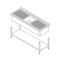 Maxima Spoeltafel met wasbak | RVS materiaal | Spatrand waterkering | Bodemplank opbergruimte | 1200x600x850(h)mm