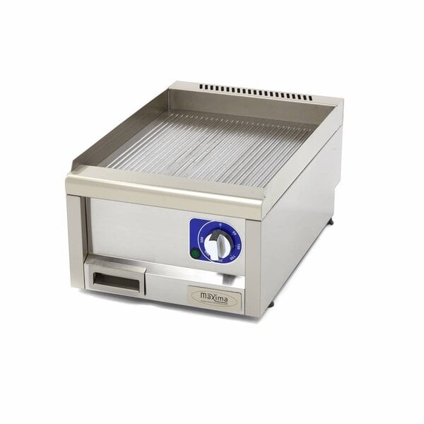 Horeca Grillplaat Gegroefd | 50–300°C | RVS | RVS spatschermen | 3kW (230V) | 400x600x240(h)mm
