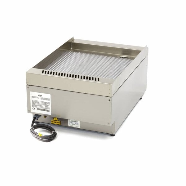 Horeca Grillplaat Gegroefd | 50–300°C | RVS | RVS spatschermen | 3kW (230V) | 400x600x240(h)mm