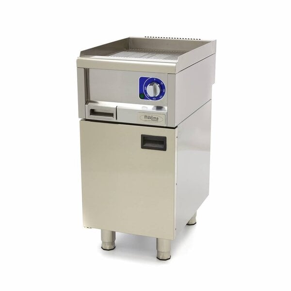 Horeca Grillplaat Gegroefd | 50–300°C | RVS | RVS spatschermen | 3kW (230V) | 400x600x240(h)mm
