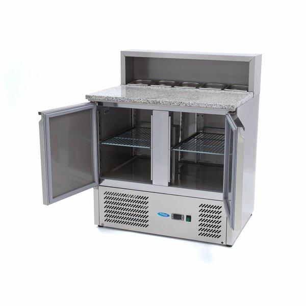 Pizzawerkbank | 2 Draaideuren | 247 Liter Capaciteit | 1/6 GN | 0.23kW (230V) | 900x700x1100(h)mm