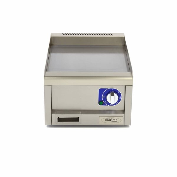 Horeca Grillplaat Glad Enkel Elektrisch | 50–300°C | RVS | RVS spatscherm | 3kW (230V) | 400x600x240(h)mm