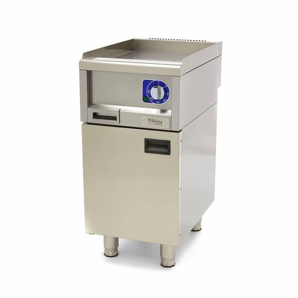 Horeca Grillplaat Glad Enkel Elektrisch | 50–300°C | RVS | RVS spatscherm | 3kW (230V) | 400x600x240(h)mm