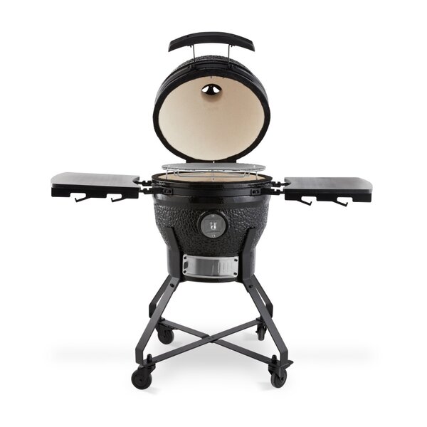 Premium Kamado BBQ | Inklapbare bamboe tafels | Thermometer Celsius Fahrenheit | 1160x650x1000(h)mm