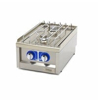 Maxima Kookplaat Horeca | RVS/Verchroomd | Twee pitten | RVS draagbeugels | 400x600x240(h)mm