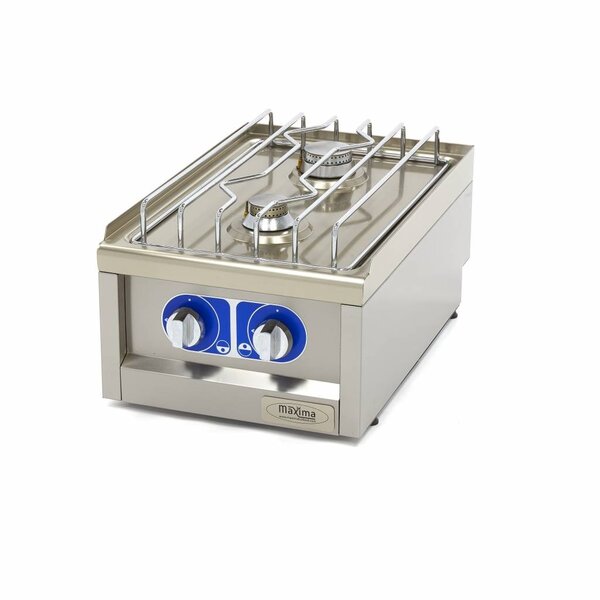 Kookplaat Horeca | RVS/Verchroomd | Twee pitten | RVS draagbeugels | 400x600x240(h)mm