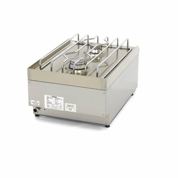 Kookplaat Horeca | RVS/Verchroomd | Twee pitten | RVS draagbeugels | 400x600x240(h)mm