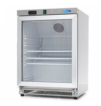Maxima Koelkast Rvs met Glazen | 1 Draaideur | 130 Liter Capaciteit | 3 Roosters | 0.21kW (230V) | 600x590x850(h)mm