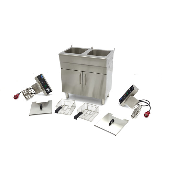 Frituurpan horeca | 50–200°C | RVS | Twee grote frituurbakken | 730x530x910(h)mm