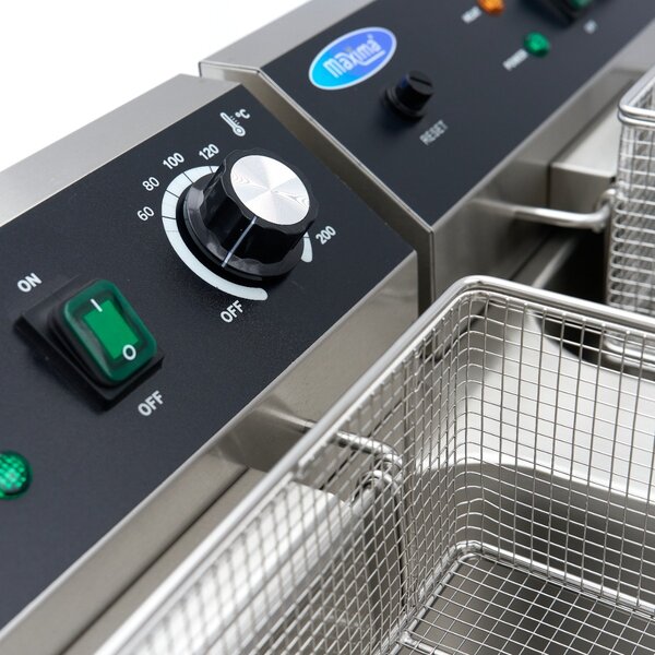 Dubbele frituurpan | 60–200°C | RVS | Aftapkranen | 6kW (230V) | 730x530x910(h)mm