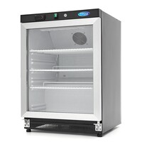 Maxima Koelkast zwart met glas | 1 Draaideur | 130 Liter Capaciteit | 3 Roosters | 0.21kW (230V) | 600x590x850(h)mm